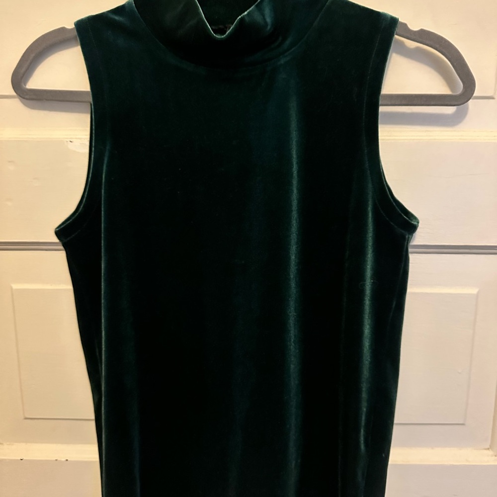J Crew Emerald Green Velvet Sleeveless Top